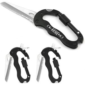 Herramienta Multiusos Deportiva 5 en 1 de Acero Inoxidable, Personalizable y Resistente, con Mosquetón, Gancho en Forma de D, Destornillador y Abrebotellas - Product Image 1