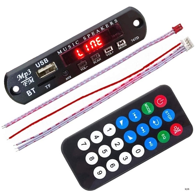 Blue-tooth MP3 Decoding Board 5V and 12V Wireless Blue-tooth Audio Remote Module TF SD Card USB FM Radio Mp3 Player Module