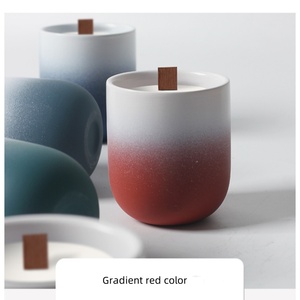 Elegante diseño moderno elegante recipiente de cerámica tarro decoración del hogar hecho a mano gradiente hormigón vela contenedor - Product Image 4