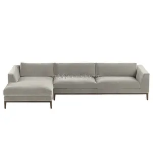 Lüks modern oturma mobilya İtalyan tarzı kumaş mobilya ev odası kanepe meşe ahşap taban kadife kanepe şezlong kesit