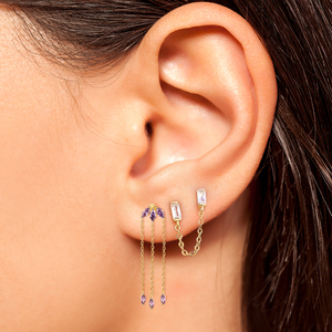 Pendientes de Cadena de Lujo Estilo Ins con Borlas y Circonitas Ojo de Caballo de Plata de Ley, Moda Europea y Americana ROXI - Product Image 4
