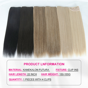 Extensions de cheveux synthétiques invisibles à clips Julianna Wholesale Tangle Free Premium Heat Resistant Yaki Straight 4 Clips - Product Image 2