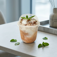 Gobelet jetable transparent pour milkshake, smoothie, dessert, crème glacée, boisson froide avec couvercle à grand trou
