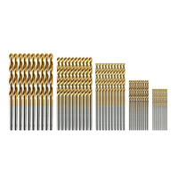 50pcs titane plaqué foret hélicoïdal ensemble en acier à grande vitesse tige droite Miniature trou ouvert foret hélicoïdal 1-3mm forets électriques