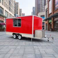 Camion de restauration mobile personnalisé en fibre de verre DOT CE 4,2 m pour pizzas, glaces, café, tacos, hot-dogs