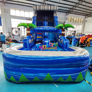 Castillo inflable comercial para niños con piscina, tobogán acuático tropical inflable para patio trasero, casa de brinco acuática comercial. - Product Image 1