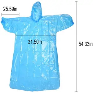 Chuva extra grossa descartável, ponchos de chuva impermeáveis para adultos pe de emergência com punhos elásticos para uso externo