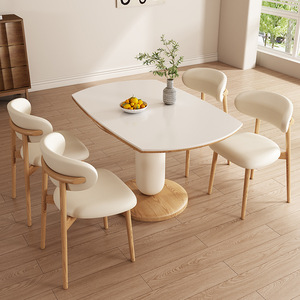 <b>Solid</b> <b>Wood</b> Oval Dining <b>Table</b> 1.2M Extendable Modern Minimalist Design For Dining Room - Product Image 1
