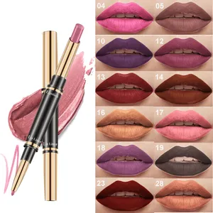 Benutzer definiertes Logo Wasserdichte Kosmetik Private Label Matte Lippenstift Mit Lip Liner Bleistift Grausamkeit Frei Langlebig