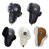 Gorros de invierno tipo trapper, cálidos, rusos, cortavientos, estilo Ushanka, de piel sintética con orejeras de tela común para viajes de invierno