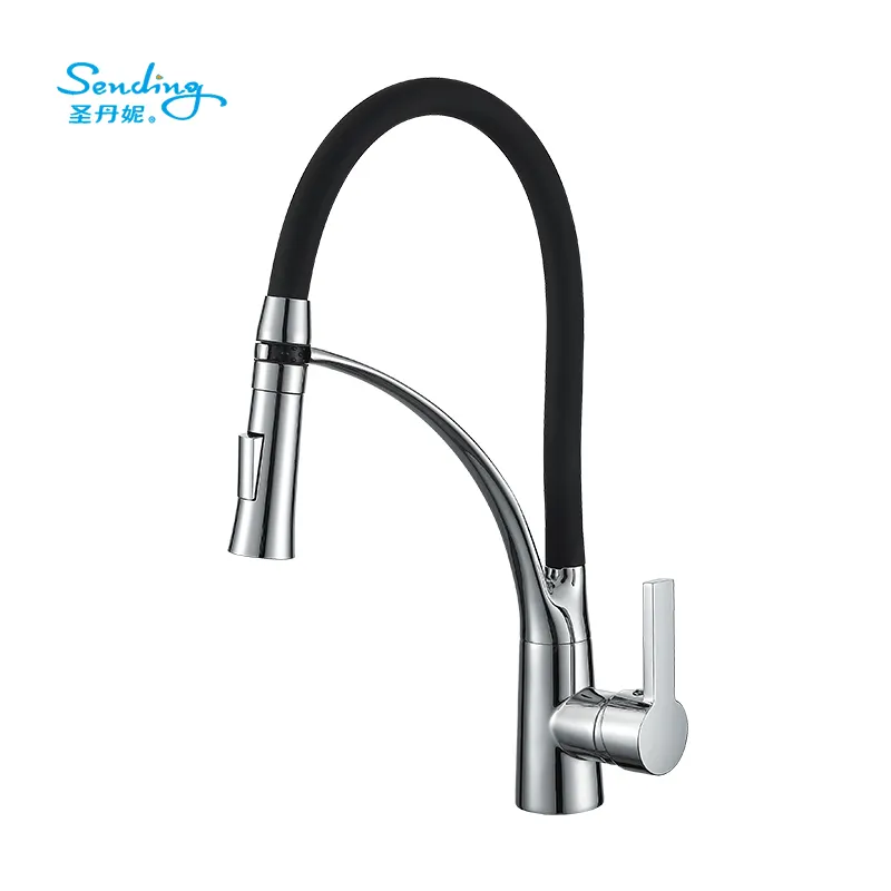 Custom Single Handle Deck Mounted Copper 360 Rotation Pull Down Chrome Kitchen Mixer Faucets With Deck Plate Torneira Cozinha