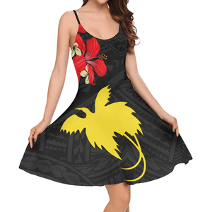 Papúa Nueva Guinea Tribal patrón estampado Sling vestido verano mujeres tirantes cuello redondo <span class=keywords><strong>de</strong></span> talla grande playa falda vestidos casuales - Product Image 3