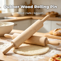 Rouleau à pâtisserie en bois de caoutchouc, rouleau à pâtisserie classique en bois pour la cuisson de la pizza, des pâtisseries, du pain, des biscuits