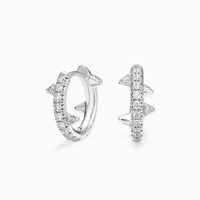 Boucles d'oreilles tendance en argent S925 plaqué rhodium, serties de diamants de laboratoire taille brillant rond de 2,4 mm, certifiés IGI, pour femme