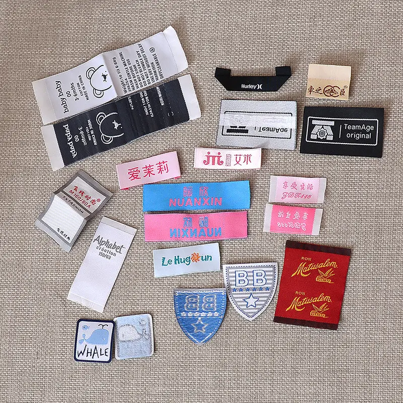 Hot Selling Custom Private Clothing Brand Personal Design Logo Printed Fabric Woven labels for Garment Accessories