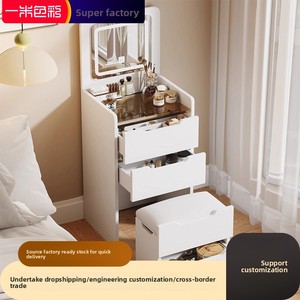 Toeletta Moderna Minimalista con Specchio, Cassetti e Pannello Ribaltabile, <span class=keywords><strong>Mini</strong></span> Tavolo da Trucco - Product Image 2