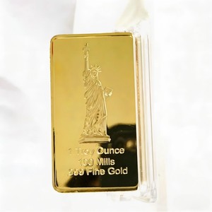Barra Conmemorativa Chapada en Oro con Diseño Estadounidense Personalizado OEM, Venta al por Mayor de Recuerdos con la Estatua de la Libertad y el Águila - Product Image 2