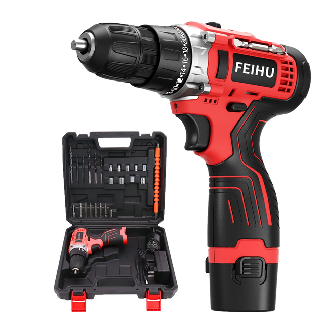 Wholesale OEM 12V/21V Cordless Drill Tool Kit Portable Tool Rechargeable Battery Drill Set for DIY Woodworking