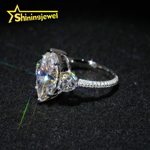 Certificación 5cts Enorme piedra principal Marquise Cut Moissanite 925 Anillos de diamantes para mujeres Pass <span class=keywords><strong>Diamond</strong></span> Tester Anillo de compromiso - Product Image 5