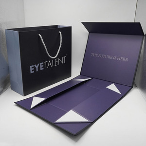 Purple Magnetic Foldable Rigid <strong>Boxes</strong> Luxury Hair Packaging Satin Lined Gift <strong>Boxes</strong> With <strong>Bag</strong> Set - Product Image 5