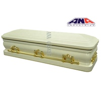 Suministros funerarios ANA, ataúd de sofá completo de esquina redonda de estilo americano, ataúdes de acero de calibre 18
