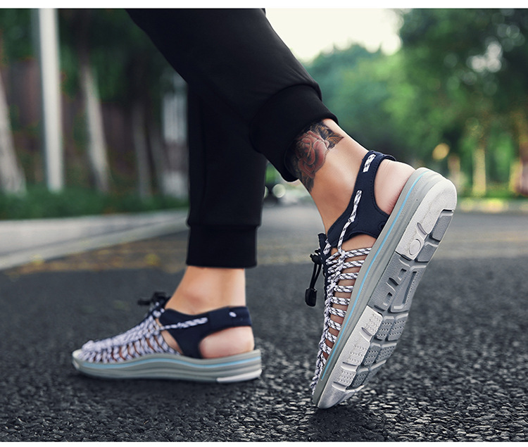 New Woven Roman Sandals Men Casual Beach Shoes Outdoor Mountaineering Wading Shoes