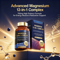 Service de dropshipping : Complément complexe de magnésium 12-en-1, 700 mg par dose, favorise le bien-être quotidien, 120 capsules, OEM disponible