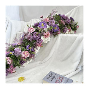 CQ65 Camino de Mesa de Flores de Rosas Rosadas y Moradas de Primera Calidad al por Mayor, Centros de Mesa para Bodas, Decoraciones de Mesa, Precios Bajos, Día de San Valentín - Product Image 1