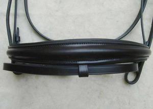 Bridon d'équitation anglais en cuir noir DD, rembourré, avec frontale et muserolle ornées de cristaux, style western, marque LLT - Product Image 4