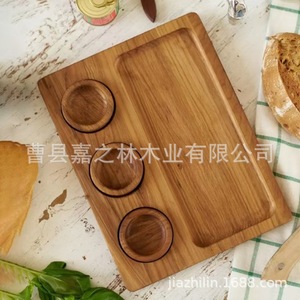 Plateau de service en bois massif Jiazhilin avec 3 compartiments, plateau multifonctionnel pour trier les aliments, pour les collations et les noix - Product Image 3