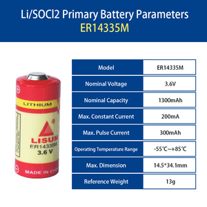 Batería de Litio Primaria de Alta Potencia ER14335M Tipo Espiral de 3.6V 1300mAh 2/3AA para Sistemas de Medición Avanzada (AMI) - Product Image 2