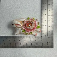 Bros Bunga Peony Kelinci untuk Wanita Pria, Pin Berlian Imitasi 4 Warna Bentuk Hewan Lari yang Lucu, Perhiasan Hadiah Pesta Natal