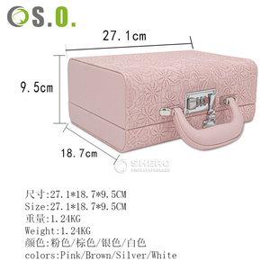 Boîte de rangement à bijoux de voyage portable en cuir PU rose personnalisée, élégante, pour boucles d'oreilles, colliers, organiseur de bijoux pour fille - Product Image 5