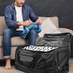 Large Wheeled Rolling Duffel Bag Luggage Suitcase With Wheels With Telescoping Handle And Multiple Compartments