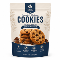 Sachet Doypack Personnalisé Refermable avec Fenêtre Transparente pour Biscuits, Chocolats et Produits de Boulangerie – Emballage Alimentaire en Plastique à Fermeture Ziplock Noire