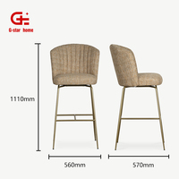 Tabourets de bar d'extérieur modernes en fer forgé et tissu, dossier haut, imperméables, écologiques, confortables, mobilier de comptoir extérieur