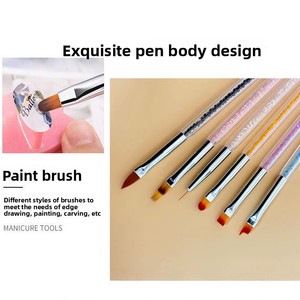 Lot de 6 stylos de peinture pour nail art à double tête en acrylique, pinceau plat pour lignes et outil de photothérapie - Product Image 2