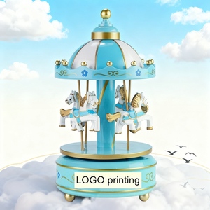 Boîte à <span class=keywords><strong>musique</strong></span> en forme de dôme pour cadeaux de retour pour enfants, boîte à <span class=keywords><strong>musique</strong></span> carrousel, vente en gros, logo personnalisé pour les cadeaux de fête - Product Image 2