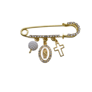 Broche cruzado para mujer, colgante de perlas y diamantes de imitación dorados, pin para ropa, regalo, joyería, accesorio de moda - Product Image 5