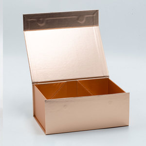 Custom Elegant Flat Fold Pack Bulk Magnetic Closure Rose Gold Gift <b>Box</b> with Ribbon Bow - Product Image 4