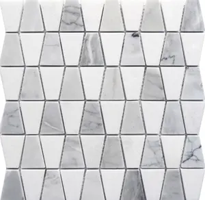 High Quality Custom Carrara White Indoor Marble Mosaic Tile Fashion-Forward Design Modern Style Polished Surface Finish Graphic