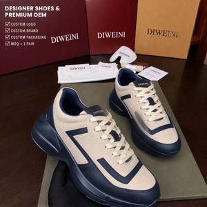 Chaussures de luxe pour hommes et femmes, de haute qualité, en daim beige et bleu marine, baskets chunky, baskets, nouveauté - Product Image 1
