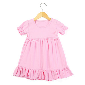 子供服夏無地子供女の子半袖ドレス子供カジュアルドレス衣装1-6年女の子ドレス - Product Image 3