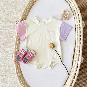 Ropa de verano para gatear recién nacido, ropa de manga corta empalmada para gatear, mono de bebé, ropa de verano para gatear al por mayor - Product Image 3