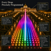 Fontaine d'eau programmable à grande échelle avec musique, laser RGB, contrôle IA, IP68, CE, RoHS, OEM pour parcs, hôtels, centres commerciaux, villas