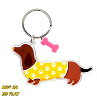 Porte-clés Teckel avec breloque os rose, porte-clés chien en acrylique, motif patte jaune, accessoire fantaisie léger