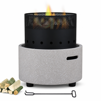 Brasero cylindrique MGO en pierre terrazzo, mobilier d'extérieur moderne, cheminée avec bûches pour jardin, terrasse, patio