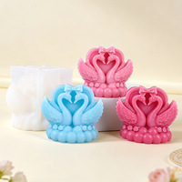 Moule en silicone pour bougie en cire de soja et cire d'abeille, motif cygne couple, pour décoration de gâteau, dessert ovale, grande taille, réutilisable, pour pâtisserie DIY