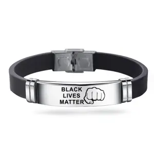 A1895 2020 Amerika Serikat Aku Tidak Bisa Bernapas Gelang Stainless Steel Protes Damai Kanada Gelang Hitam Llives Masalah Gelang