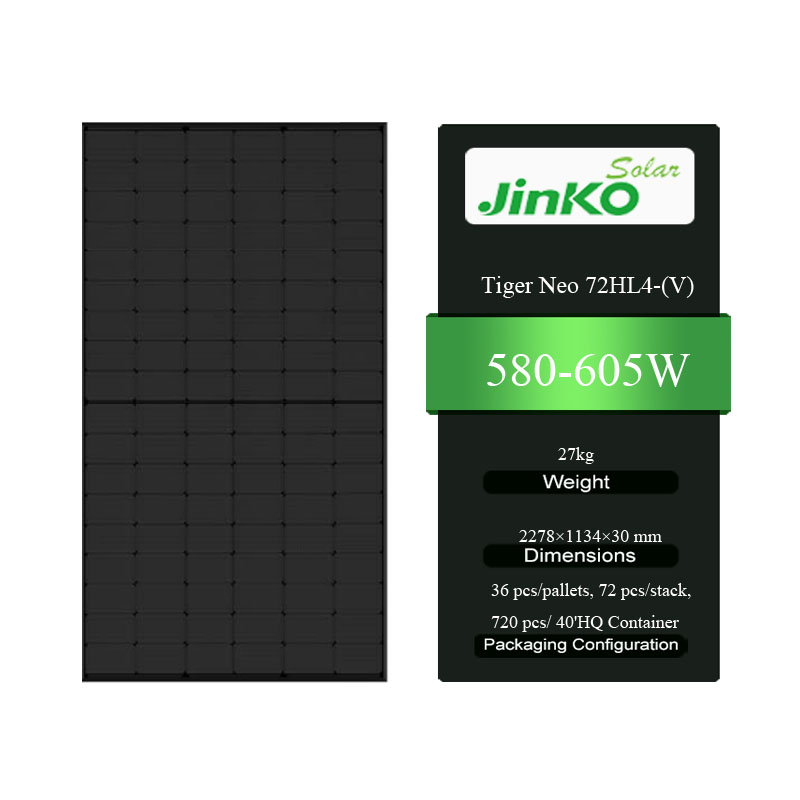 Jinko Tiger Neo 72HL4 N-Type Solar Panel 580W-605W for Renewable